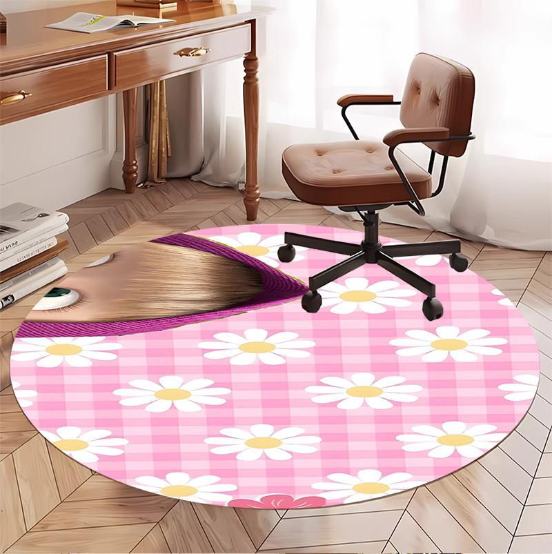 Masha and The Bear Pattern Round Rug, Indoor/Outdoor Mat, for Picnic, Gameroom, Bedroom, Office, Living Room, Home Decor Carpet, Birthday Gift