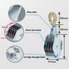 270° Rotatable Rope Pulley Block Zinc Alloy Hook Handheld Crane Heavy Duty Polyethylene Rope Pulley Hoist Manual Lifting Device