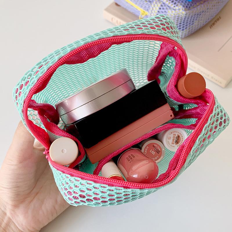 Квадратная сетчатая косметичка, Портативная квадратная сумка для хранения косметики на молнии, Многоцелевая сумка для хранения мелочей