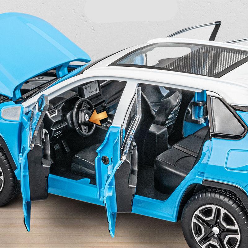 Новый 1:24 Rav4 Внедорожник Литой Модель Автомобиля Литьевой Металл Игрушка Внедорожники Модель Автомобиля Высокая Симуляция Звук и Свет Детские Подарки