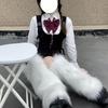 Милые японские лолита осенние и зимние вязаные теплые гетры с бантами jk Белые носки с помпонами