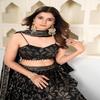 Black Sequin Embroidered Georgette Flared Lehenga Choli with Dupatta Set