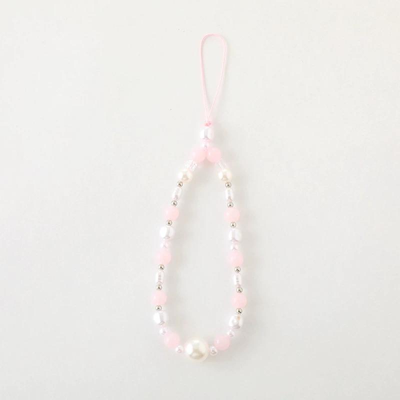 Factory Price Phone Strap Sweet Pink Butterfly Wrist Strap Phone Case Rope Simple Pearl Bow Beaded Phone Chain Lanyard Jewelry