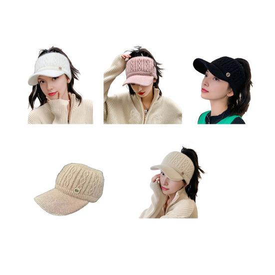 Yousheng Женская бейсболка с удлиненным козырьком, пустая сверху, однотонная вязаная шапка, утолщенная плюшевая шапка из искусственного кроличьего меха
