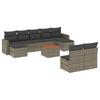 10 piece Grey Garden Sofa Set with Cushions Poly Rattan