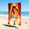 Custom Name Flame Courage Stylish Digital Printing Beach Towel Quick‑Drying Absorbent Blanket for Beach Pool Gym Travel