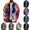 Men'S Sports Jacket Button Long Sleeved Casual Printed Fashionable Lapel Jacket