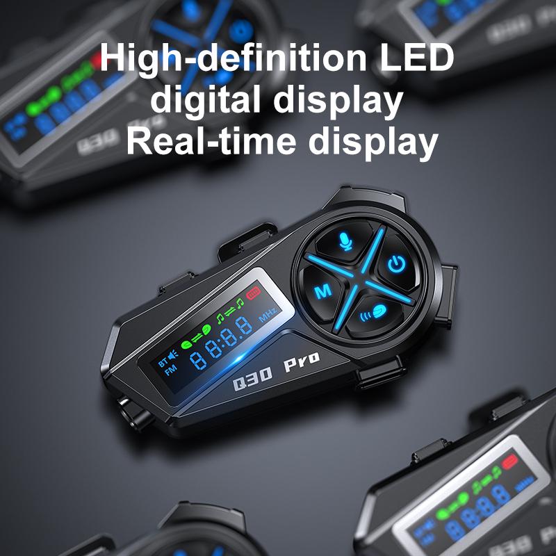 Мотоциклетная гарнитура Bluetooth 500 м Интерком с фонариком Освещение Светодиодный Цифровой Обмен музыкой FM 1000 мАч Bluetooth 5.4