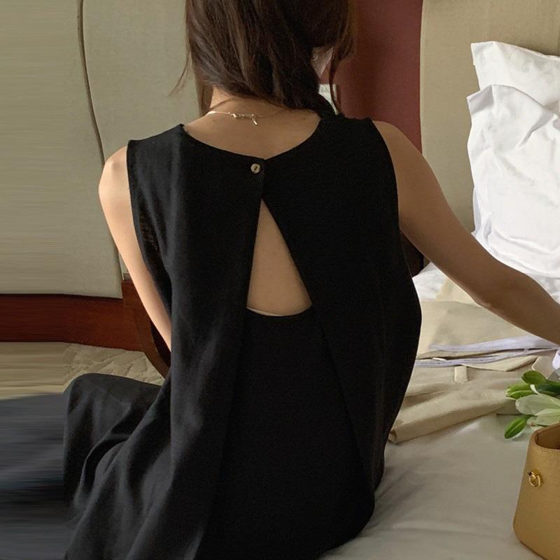 Платье без рукавов French Temperament, детское летнее платье Senior Sense Halterback Loose