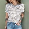 Женская футболка Comic Cat с 3D принтом Harajuku, летняя футболка с короткими рукавами и круглым вырезом, повседневная женская футболка большого размера Coolred с коротким рукавом