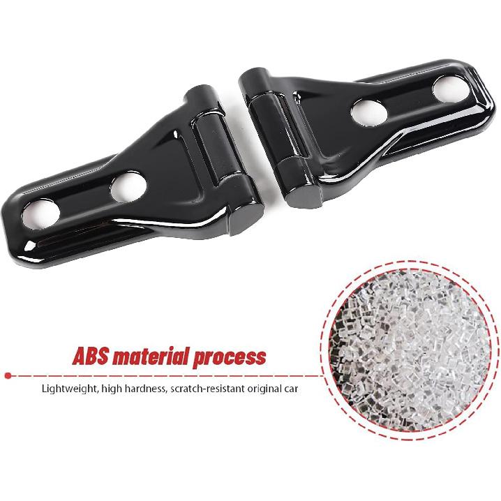 RT-TCZ Hood Hinge Cover Exterior Decoration Kits Accessories Compatible with 2018-2023 Jeep Wrangler JL JLU and Gladiator JT (Black)