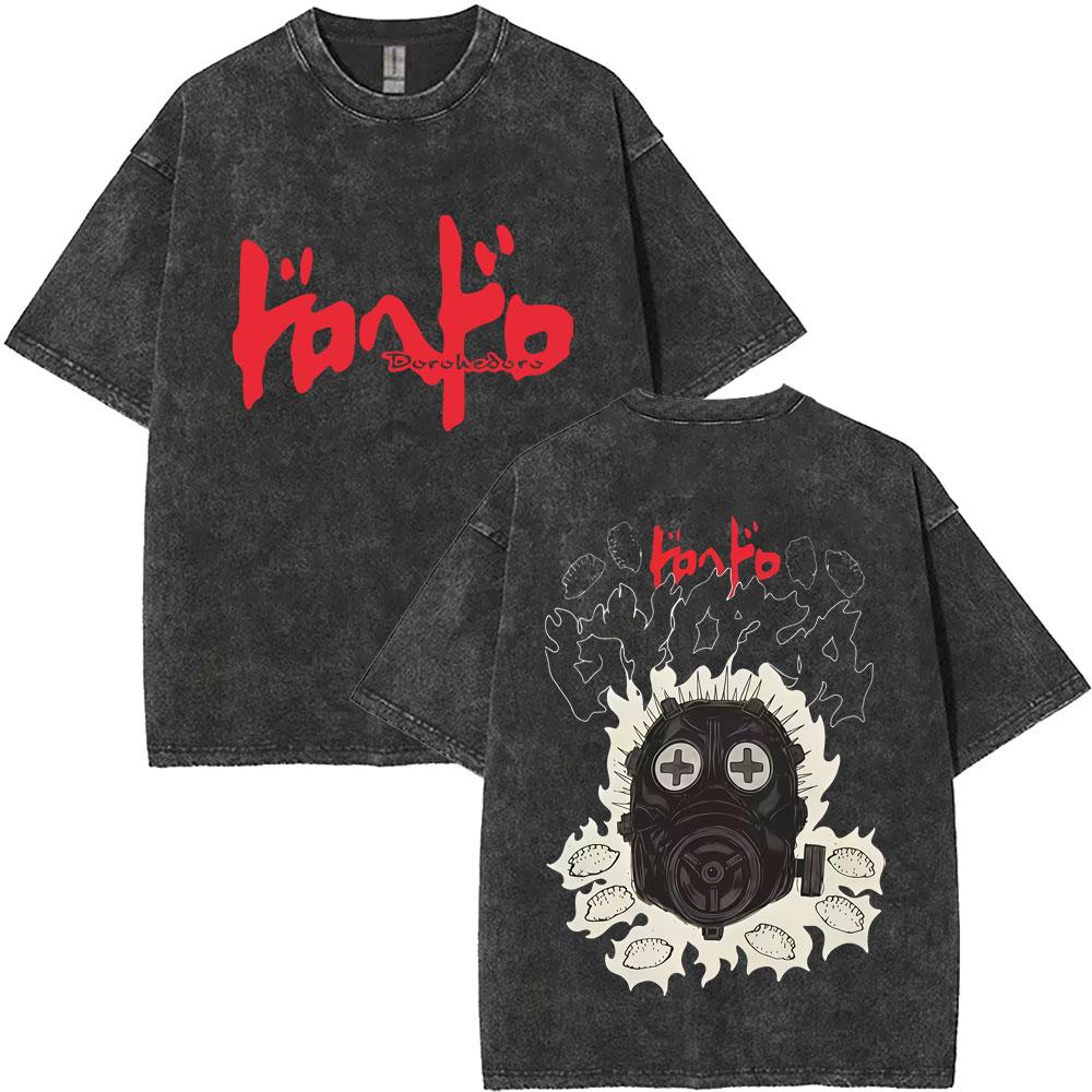 Washed Vintage Anime Dorohedoro Ebisu Noi Nikaido Kaiman Graphic T Shirt Men Casual Cotton Tshirt Male Gothic Horror Streetwear