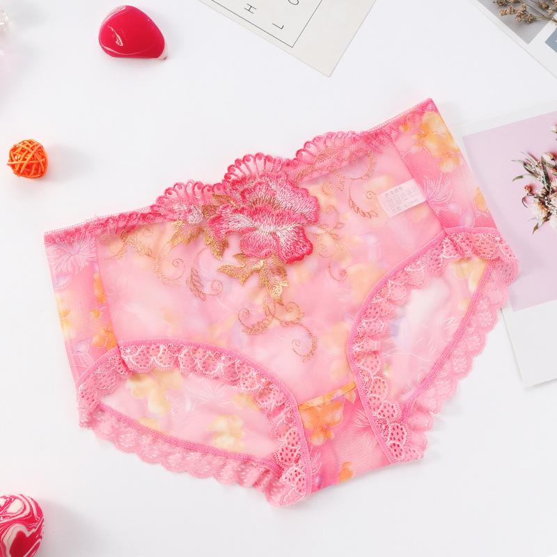 Plus Size Nude Lace Low Waist Embroidered Panties for Women