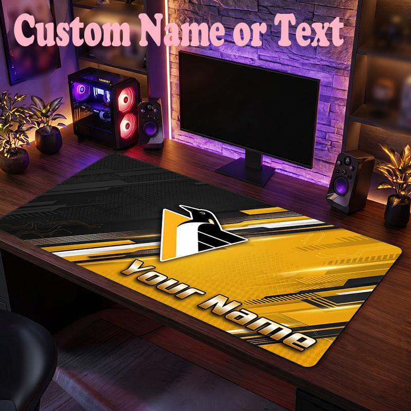 Pittsburgh Penguins Customized Name Text Mouse Pad, Large Desk Mouse Mat Personalized Home Office Present