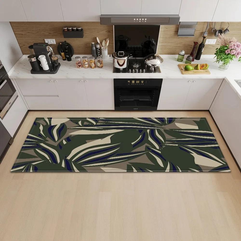 Tropical Plant Illustration Pattern Home Kitchen Floor Mat Door Front Decoration Floor Mat