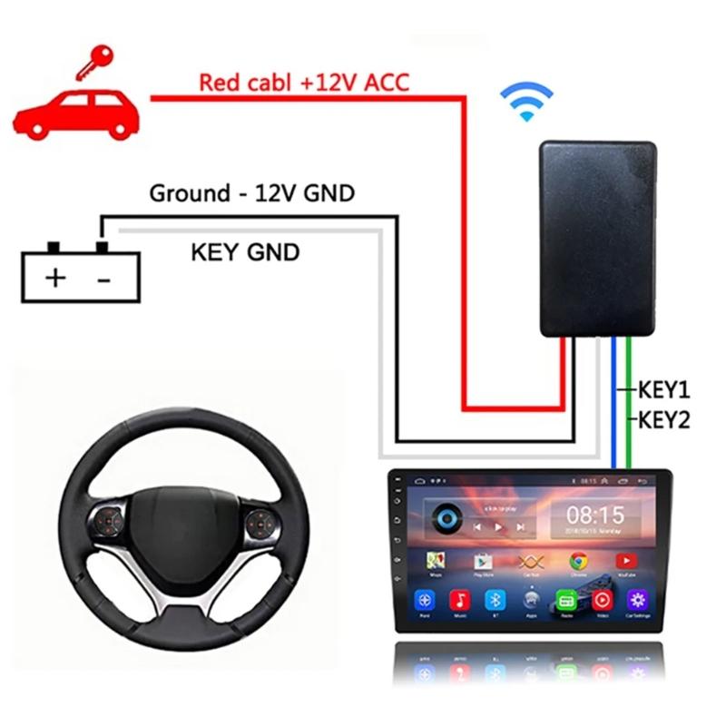 Удобный беспроводной контроллер на рулевом колесе с 10 кнопками. Простой пульт дистанционного управления. Компактный и отзывчивый для автомобильных плееров.