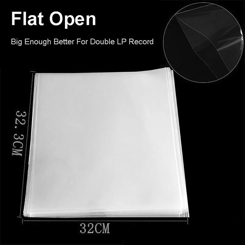50Pcs 12 Inch PE Vinyl Record LP LD Record 7.5" OPP Plastic Bags Anti-static Record Sleeves Outer Inner Plastic Clear Cover