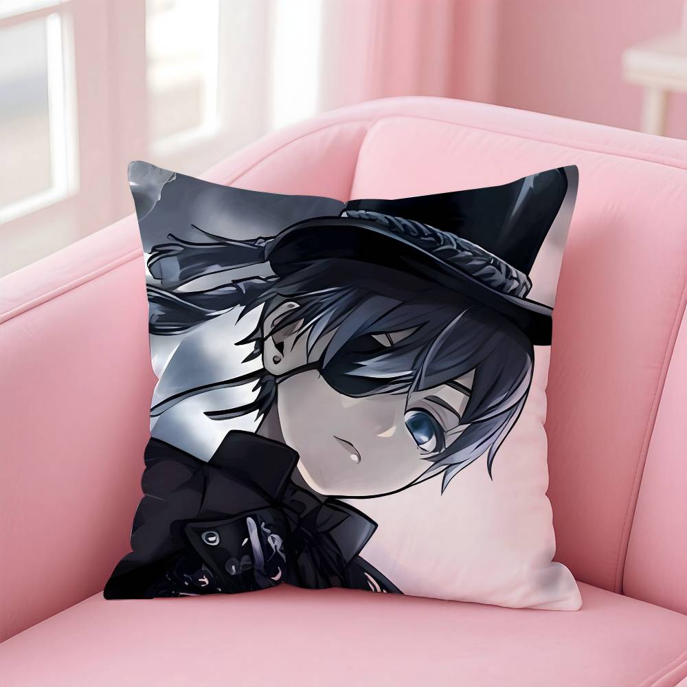 Anime B-Black B-Butler Pillow Case Safe Custom Photo Pillow, Anti-Fade Brushed Fleece Cushion, Maternal & Infant Safe.