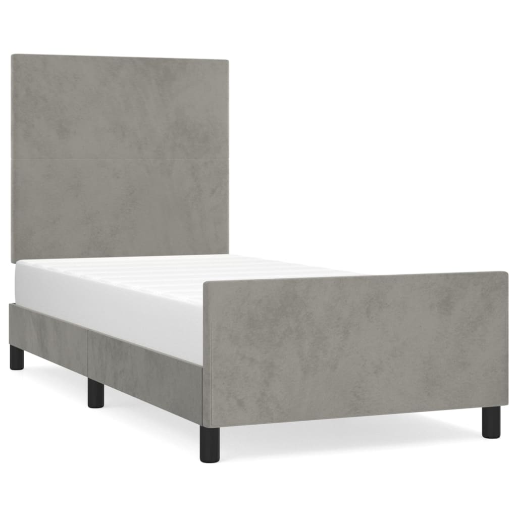 Bed Frame without Mattress Light Grey 90x190 cm Velvet