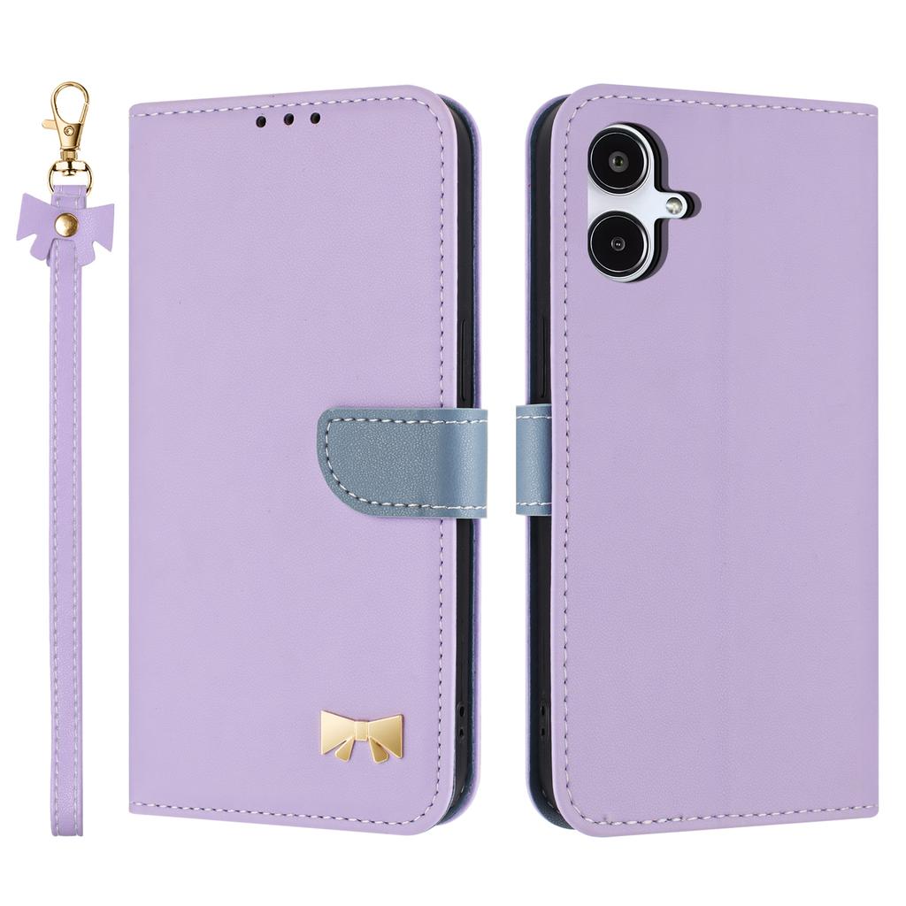 For Samsung Galaxy A07/A06 4G/5G Case Bowknot Decor Wallet Leather Phone Cover with Wrist Strap