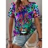 Camiseta De Manga Curta Larga Estampada 3D Tigre Feminina, Camiseta Respirável De Verão, Roupas Femininas, Топы