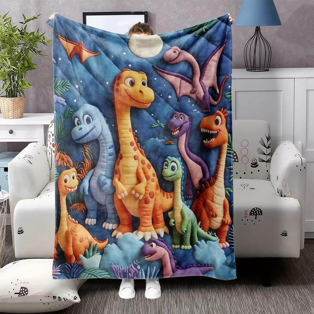 Dinosaur Kids Blanket Throw Nursery Decor Jungle Animal Print Cozy Kids Room Bedding Playroom Gift 150x200cm Toddler Waterproof