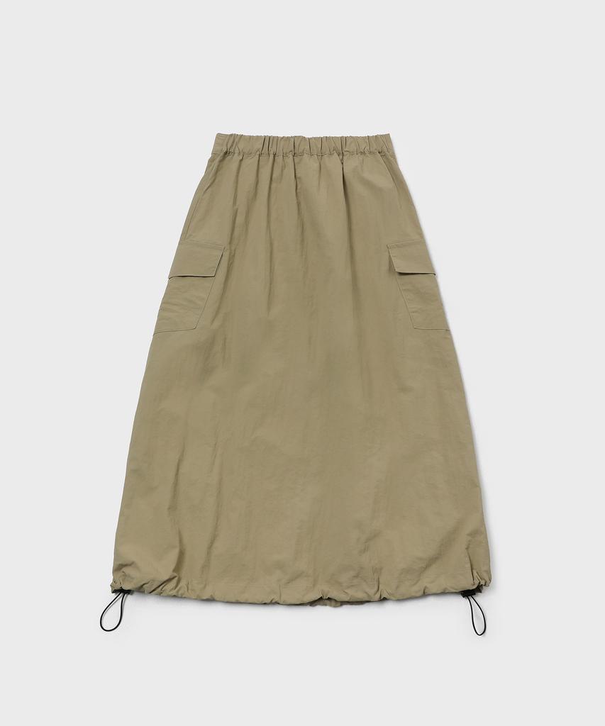 Slow Record House Nylon Cargo Long Skirt_Beige