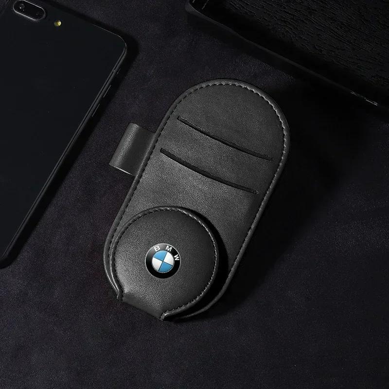 2025 Car For BMW Leather Car Glasses Clip Sun Visor Multi-function Sunglasses Clip Car Styling For BMW M Performance M3 M5 M6 F2