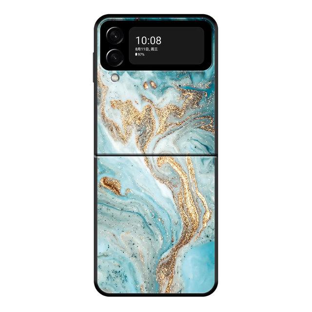 Для Samsung Zflip3 Z Flip3 5g Zflip Flip Черный ПК Смартфон Чехол Розовое Золото Мрамор Арт Мода Жесткий
