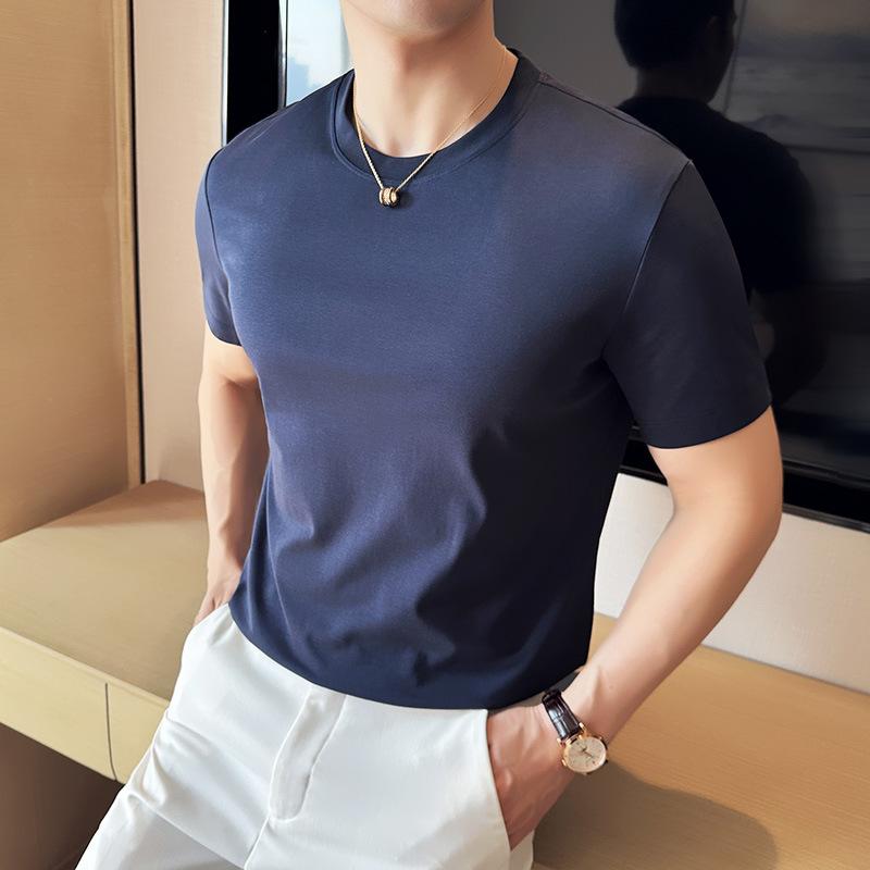 Футболка Summer Water Soft Cotton с короткими рукавами и круглым вырезом, мужская однотонная повседневная футболка Ice Silk
