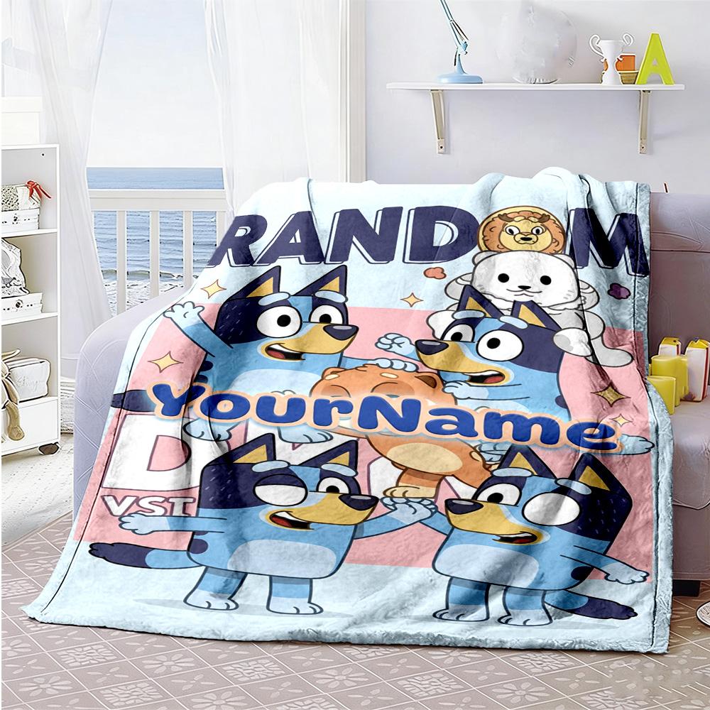 Bluey 121 Customize Text Blanket Throw Personalized Blanket Comfortable Perfect for Nap Bedding Couch Living Room Ideal for All Seasons