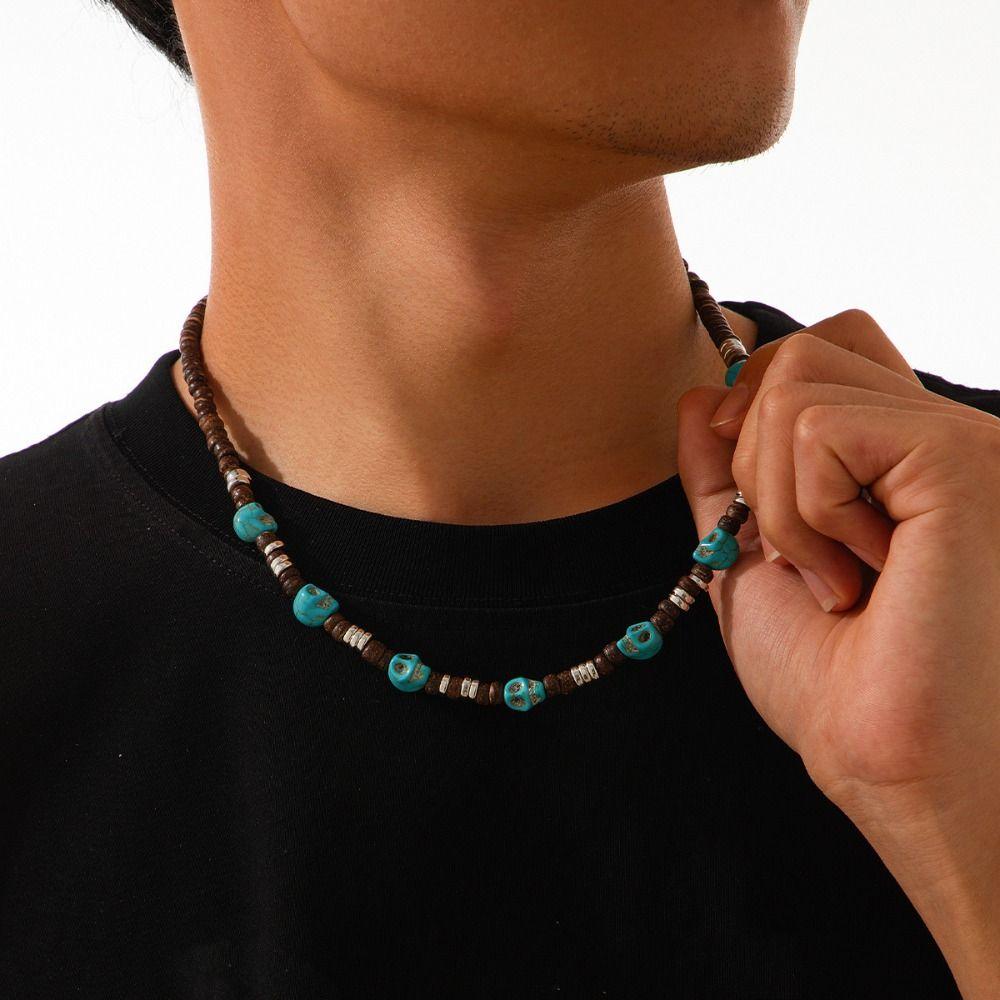 Этнический стиль Кокосовая скорлупа Ожерелье Готический Деревянный Чокер Сладкий Череп Бусины Ожерелье Подарок