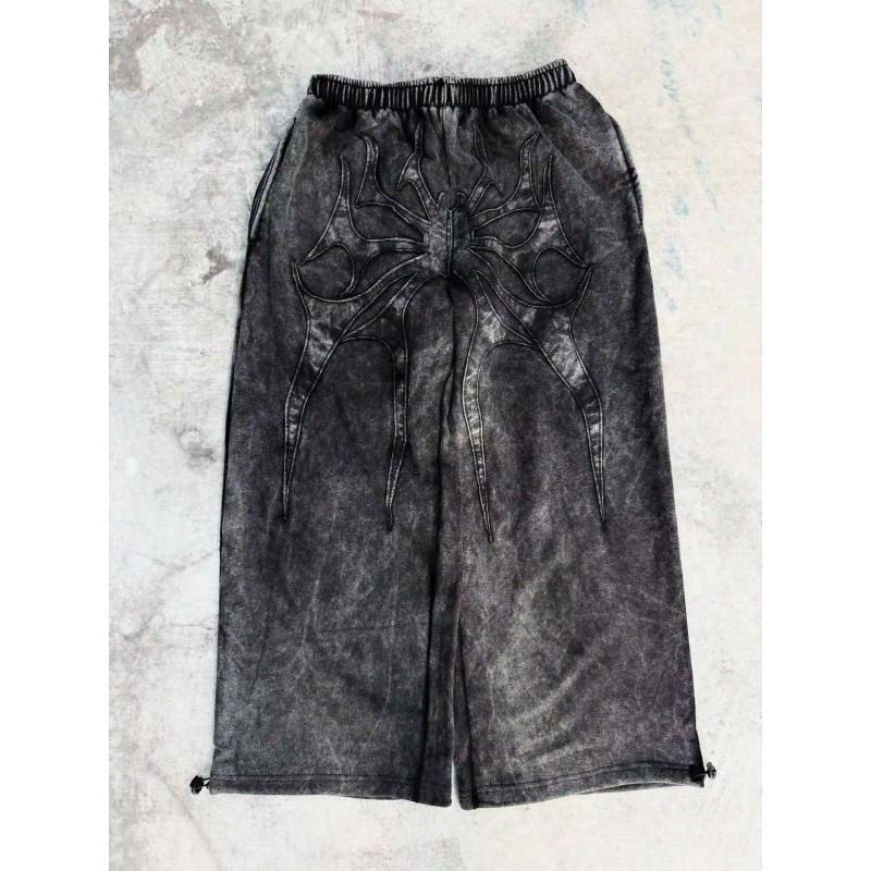 Millennium Ghost Jeans High Street Spider Embroidery Streetwear Gothic Oversized Baggy