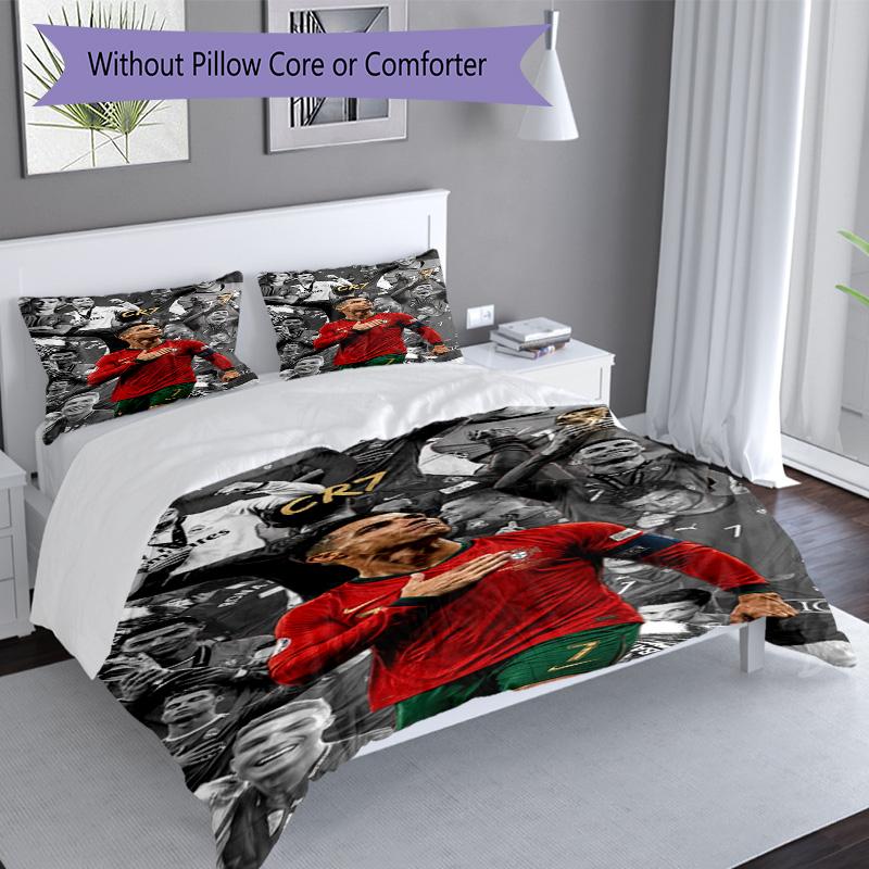 Ronaldo's Celebration Moment Bedding Set, Breathable Duvet Cover with Pillowcases, Soft Bed Linen for Bedroom Home Decoration, Perfect Festival Birthd