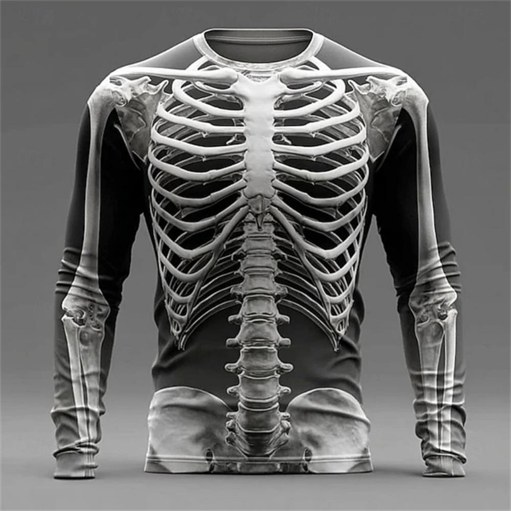 2026 Новая мужская 3D футболка с принтом мышц, с длинным рукавом, для фитнеса, с круглым вырезом, дышащая, спортивная одежда, стильная, смелая, для повседневной носки, уличная одежда