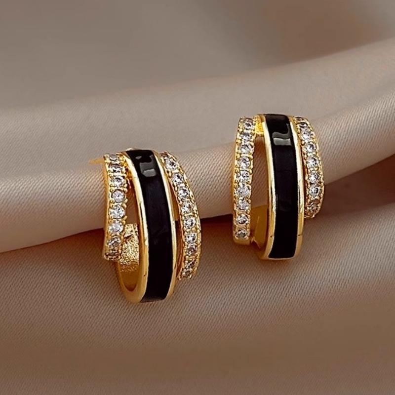 CAOSHI Elegant Daily Wearable Stud Earrings for Women Temperament Gold Color Engagement Jewelry Personalized Female Accessories