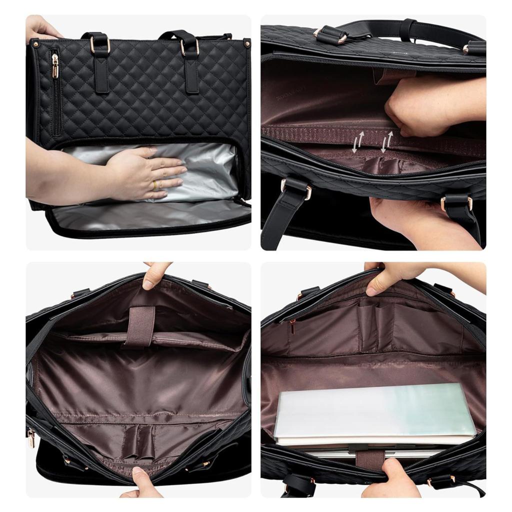 Сумка-тоут 2 в 1, сумка для ланча для женщин, сумка для ланча для ноутбука 15,6 дюйма, большая сумка с отделением для ланча, вместительная рабочая сумка для офиса, колледжа