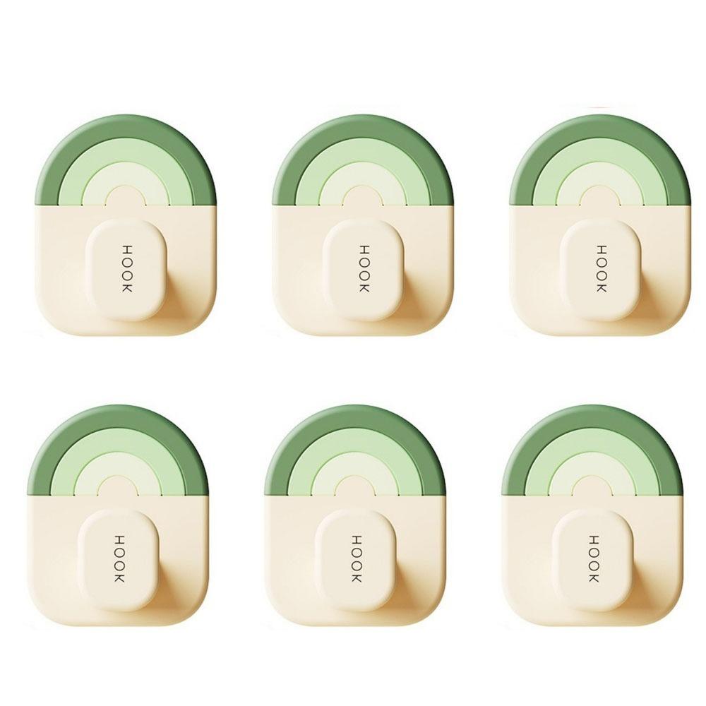 6Pcs Plastic Wall Door Hook No-Drill Towel Hanger Multifunctional Rainbow Hook  Kitchen
