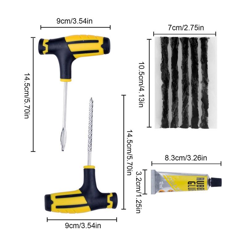 Tyre Repairing Patch Tool Kit Studding Puncture Plug Garage Car Truck Motorcycle Tubeless Wheel Tire Repair Tool with Glue Set