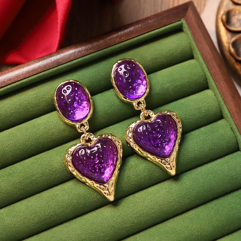 Retro Medieval Style Earrings, Colorful Treasures, Glazed Pearl Earrings, Exaggerated Court Style, Niche Personality, Baroque Stud Earrings for Women