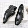 Dress Leather Shoes Men Business Oxford Shoes Carved England Buckle Formal Mengke Shoe Pointed Office Wedding Men Shoe
