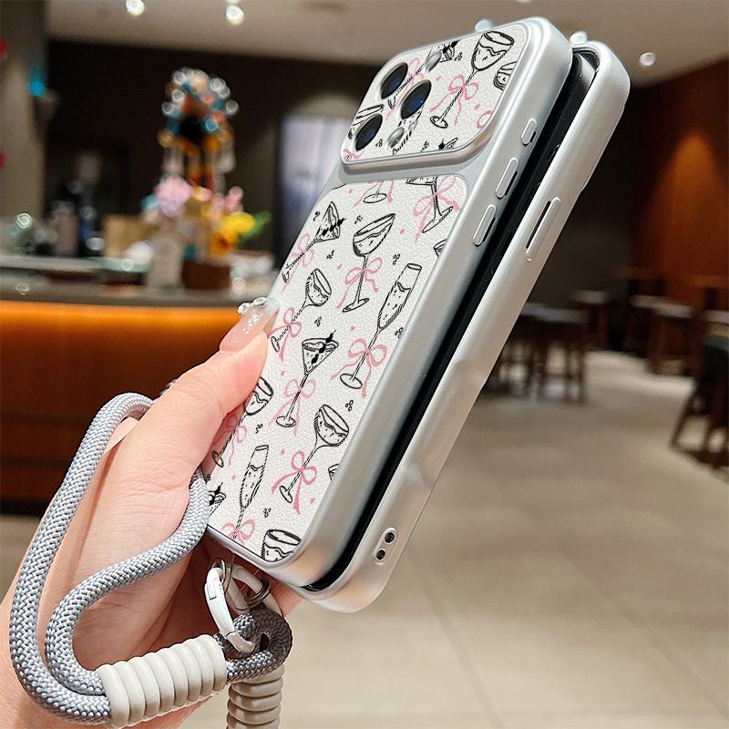 Чехол-шнурок из кожи с принтом разноцветных бантов для iPhone 18 Pro Max Гибридный TPU+PU Противоскользящая мягкая крышка для iPhone 17 16 15 14 13 Pro Max