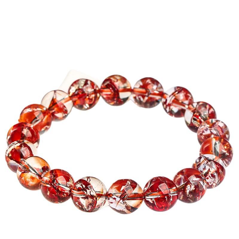 Браслет из камня с перьями феникса Hongchu Crystal Браслет с красными кристаллическими бусинами в виде перьев феникса Модный браслет-бусина с одной петлей