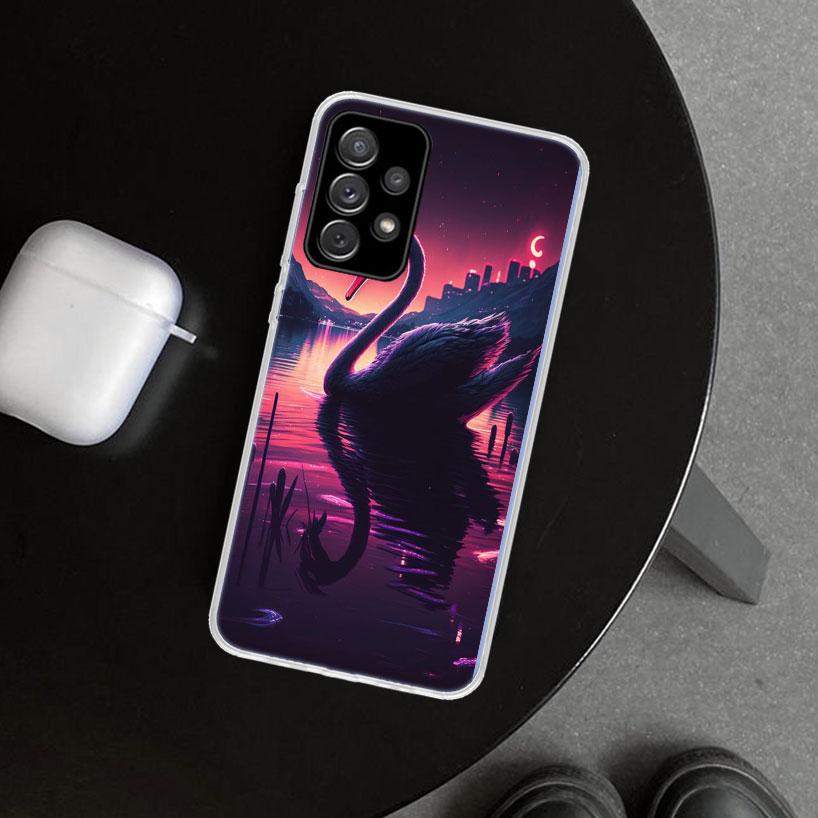 Черный лебедь Благородный чехол для телефона для Samsung Galaxy A17 A16 A26 A36 A56 A57 A37 A15 A25 A35 A55 A14 A24 A34 A54 A13 A23 A33 A53 Galax