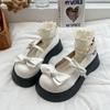 Fashion Kawaii Sweet Bowknot White Lolita Shoes Women 2024 Heart Buckle Platform Mary Janes Woman Japanese Style Patent Leather Jk Shoes
