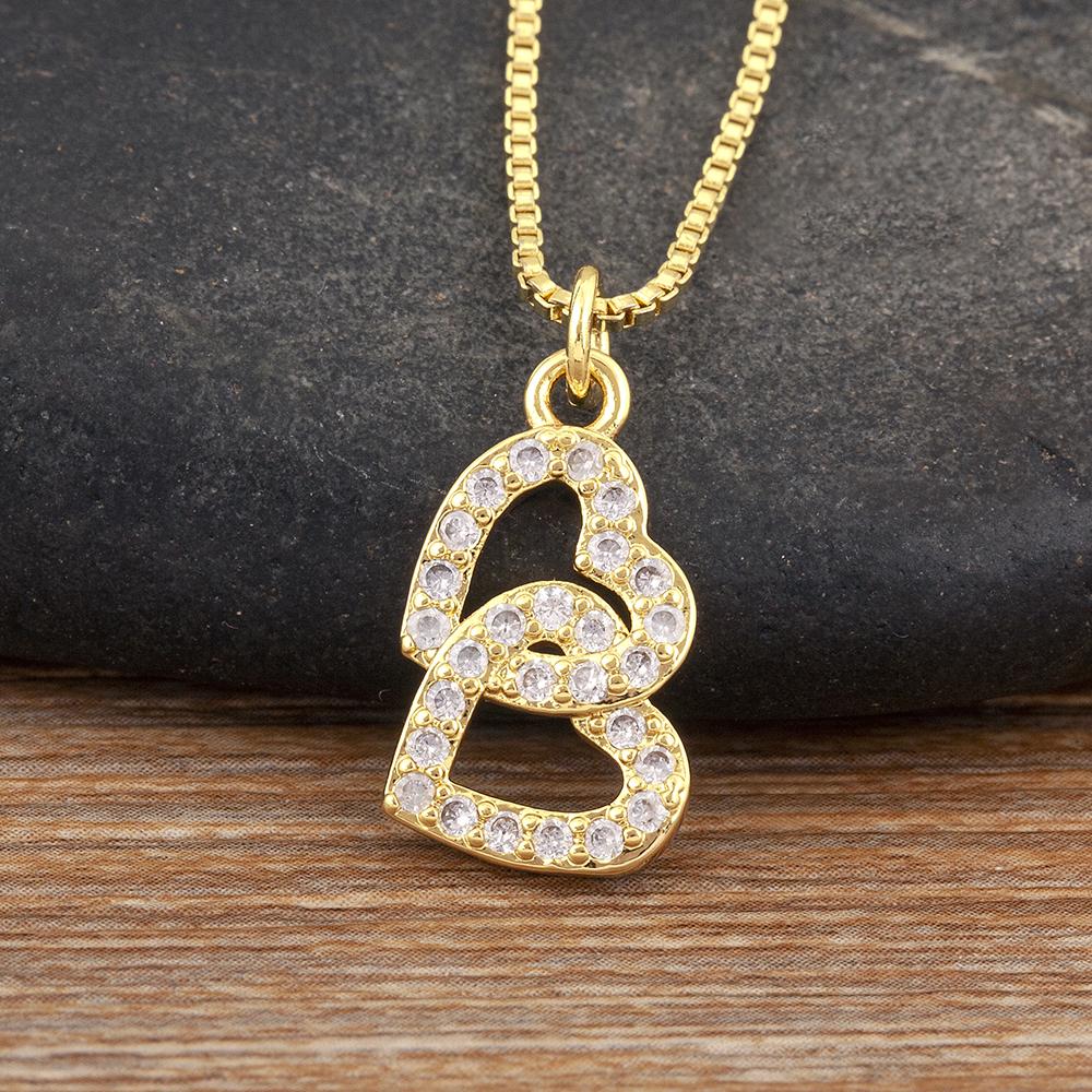 Nidin Light Luxury Trendy Heart Shape Hollow Design Charm Pendant Necklace For Women Men Sparkling Zircon Chain Jewelry Gifts