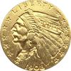 Copy 24-K Gold Plated America USA 1908 GOLD Indian Half Eagle Coin Collection Gold Coins