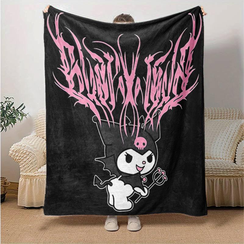 1pc Devilish Kuromi Blanket, Home Decorative Throw Blanket for All Seasons, Living Room, Travel, Camping, Car Blankets, Beach, Office Naps.L020