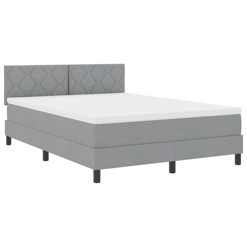 Box Spring Bed with Headboard Light Grey 140 x 200 cm Fabric
