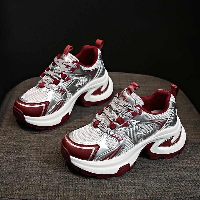 Маленькие туфли на толстой подошве и высоком каблуке, женские, из мягкой кожи, кроссовки для папы, детские, весенне-летние новые, универсальные, повседневные, спортивные